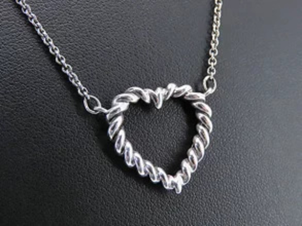 Tiffany Co Twist Heart Silver Necklace Pendant Sterling Silver